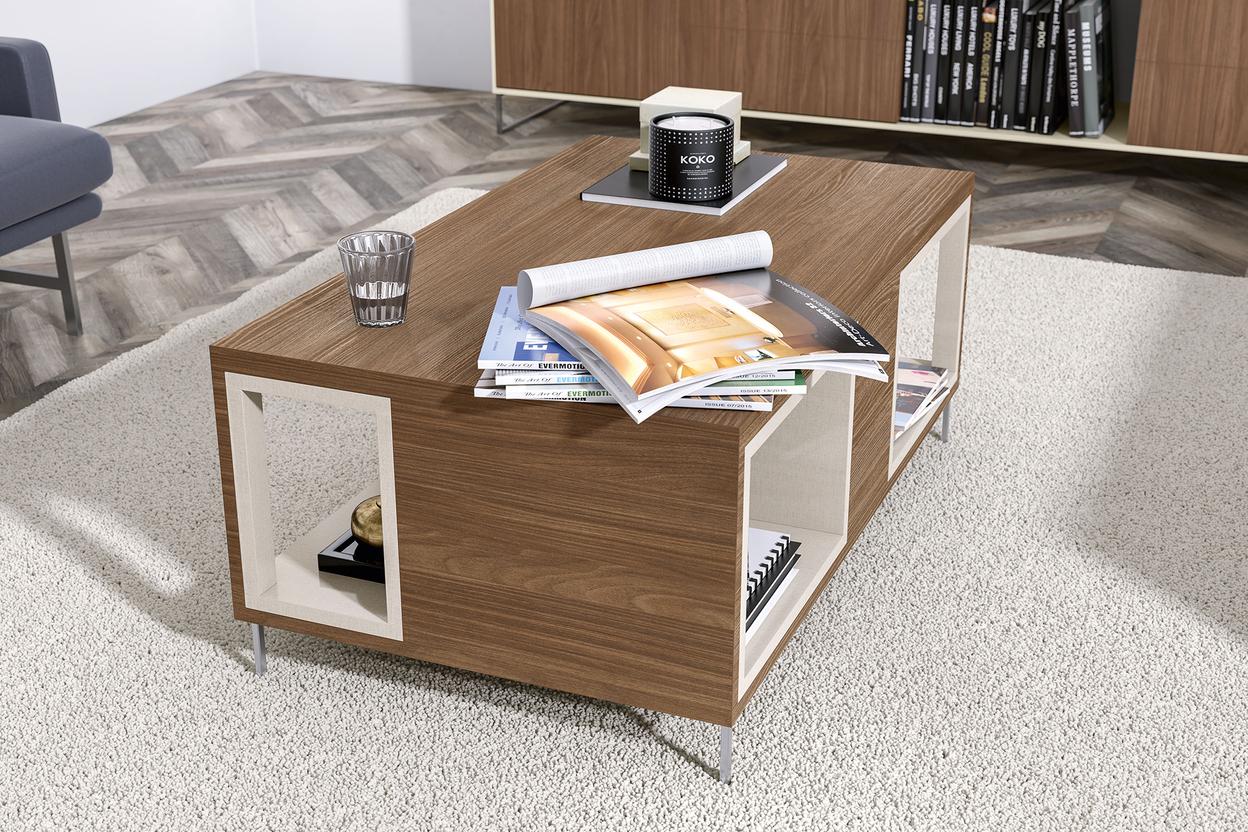 Couchtisch Holz - Hersteller Egger Couchtisch aus Holz mit Stauraum